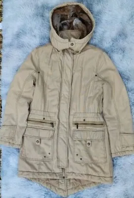 Buy VTG Esprit Women's Cotton Khaki Brown Drawstring Thick Warm Jacket Size Medium • 24£