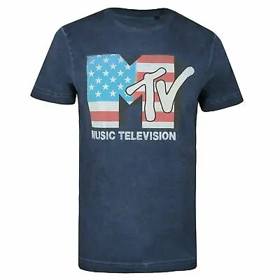 Buy MTV Mens T-shirt Americana Logo Vintage Navy S-XXL Official • 13.99£
