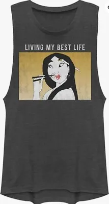 Buy Disney Mulan Living My Best Life Muscle Tank Top Charcoal Size S • 17.02£