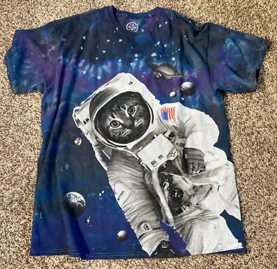 Buy Mittens The Cat In Space Suit On Route To Moon Walk T-Shirt Size XL • 17.37£