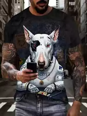 Buy ENGLISH BULL TERRIER Tattooed Dog Bullseye Gangster Mens T-Shirt Size XL • 17.95£