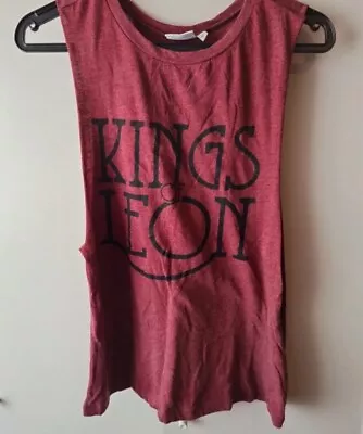 Buy Kings Of Leon Vest Rock Band Merch T Shirt Tank Tee Ladies Size 12 Red Top • 13.50£