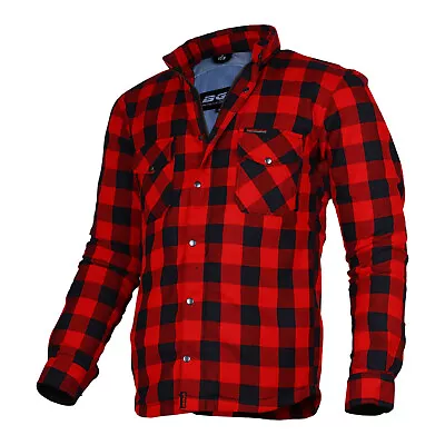 Buy Men Motorcycle Shirt Kevlar Lined Lumberjack Motorbike Flannel Armour Protection • 60.45£