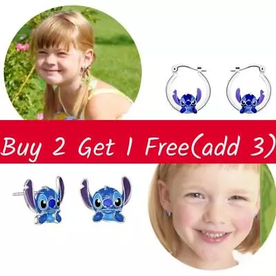 Buy UK Stitch Silver Earrings Head Charm Earstuds Jewelry Fashion Cute Cartoon Gift • 3.55£