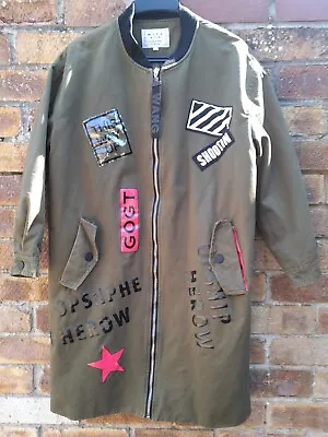 Buy Ladies Army Green Mod Indie CND  M L Y C Designer Jacket With Patches Size S • 19.95£