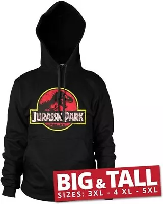 Buy Jurassic Park Distressed Logo Big & Tall Hoodie Black • 47.49£