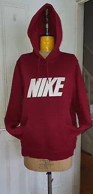 Buy Nike Club  Warm Up Burgundy Cotton Blend Fleece Hoodie - Size L • 14.99£