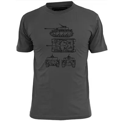 Buy Mens Panzer IV German WW2 Tank Blueprint T Shirt  • 10.99£