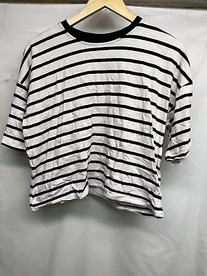 Buy Primark Striped Oversized Cropped T-shirt Size 2XS • 3.99£