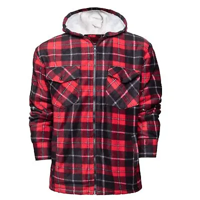 Buy Mens Hooded Fleece Padded Lumberjack Jacket Fur Lined Sherpa Warm Shirt Hoodie • 22.95£