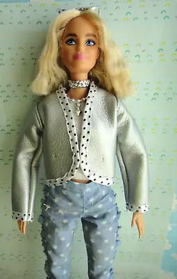 Buy FASHION DOLL JACKET Silver Faux Leather Clothes Made To Fit Barbie Sizes • 1.99£