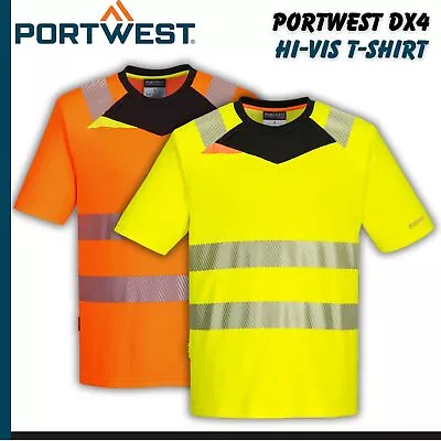 Buy Portwest DX4 Hi-Vis T-Shirt Reflective High Viz Work Safety Moisture Wicking Tee • 21.70£