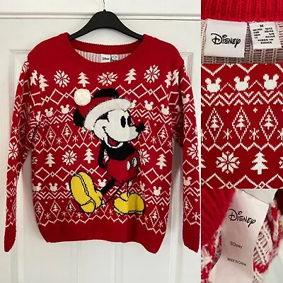 Buy Disney Mickey Mouse Red Christmas Sweatshirt Jumper Size Medium Xmas Festive • 19.99£