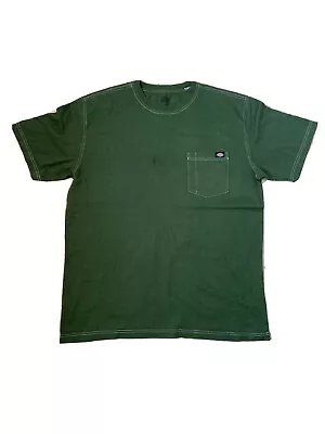 Buy Dickies Mens Heavy Work Weight Cotton T-Shirt Short Sleeve Pocket Tee Green XXL • 16.99£