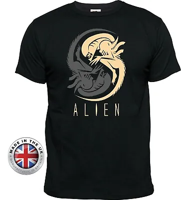 Buy Alien Yin Yang Black Cotton Printed T Shirt. Unisex Or Women's Fitted+kids • 18.99£