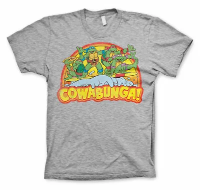 Buy Official Teenage Mutant Ninja Turtles (tmnt) Cowabunga Distressed Grey T-shirt • 16.99£