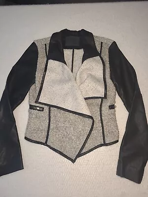 Buy BlankNYC Moto Jacket Womens XS Faux Leather Wool Zippered Pockets  • 17.05£