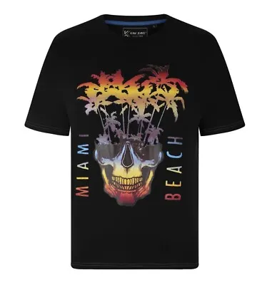 Buy KAM Miami Beach Skull T-shirt Graphic Short Sleeve Crew Neck Plus Size 5735 2XL • 21.99£