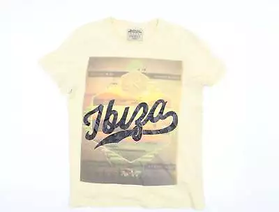 Buy Burton Mens Yellow Cotton T-Shirt Size S Round Neck - Ibiza • 5.50£