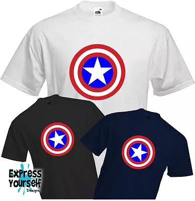Buy CAPTAIN AMERICA SHIELD - T Shirt, Superhero, Comic, Sheldon, Cool, Quality, NEW • 10.99£