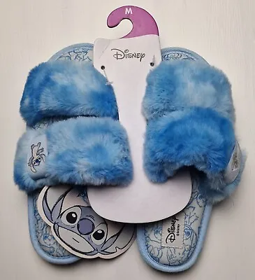 Buy Stitch Primark X Disney Blue Fluffy Slippers Sliders Walt Disney Merch Medium • 20.99£