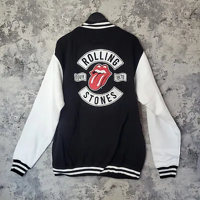 Buy The Rolling Stones Mens Varsity Bomber Jacket 2XL Black 40 LICKS Lip Unisex Rock • 59.95£