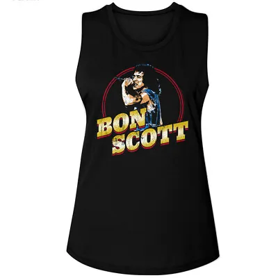 Buy ACDC Bon Scott Circle Photo Gold Name Women's Muscle Tank T Shirt Rock Music • 42.84£