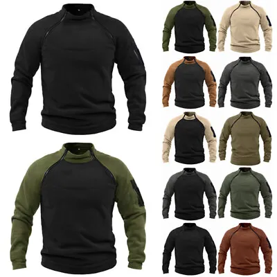 Buy Mens Fleece Thermal Jumper Sweatshirt Pullover Tactical Military Combat Tops • 4.89£
