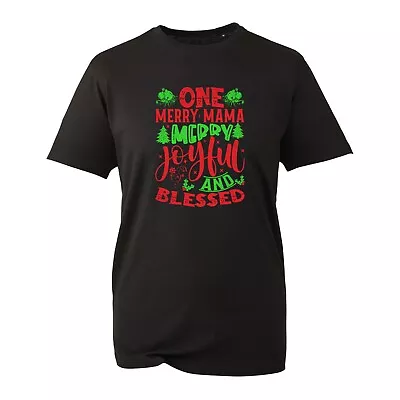 Buy One Merry Mama Merry Joyful And Blessed T-Shirt, Christmas Tree Xmas Unisex Top • 10.99£