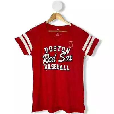 Buy Fanatics Women's Boston Red Sox Raglan Notch Neck Red Tee Shirt Large  • 16.40£