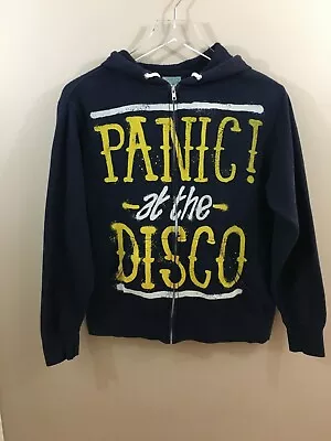 Buy Panic! At The Disco P!ATD Zip Front Hoodie - Navy - Juniors Size Small • 19.45£