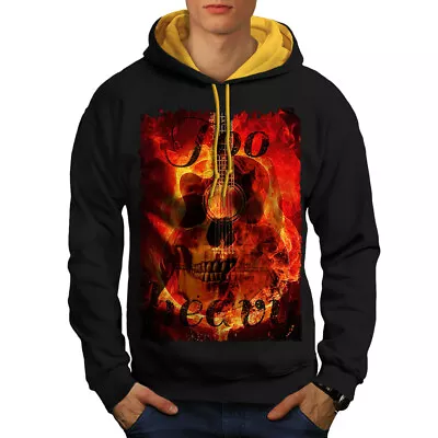 Buy Wellcoda Flames Skull Music Mens Contrast Hoodie, Festival Casual Jumper • 30.99£