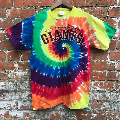Buy SF Giants Tie-Dye T Shirt Men’s Medium USA Baseball Loud Bright Rainbow Swirl • 15.99£