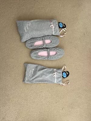 Buy 2 Pairs Ballerina Style Travel Slippers -Grip Soles -Size 5 -Grey New In Bag • 10£