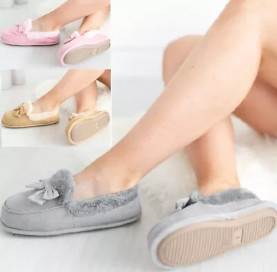 Buy Ladies Indoor Outdoor Soft Warm Womens Flat Bedroom Moccasin Slippers Shoes Sz • 9.99£