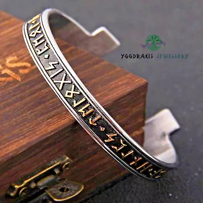 Buy Stainless Steel Viking Runes Bracelet, Viking Rune Bracelet, Viking Armring • 8.95£