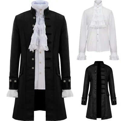 Buy Men Steampunk Coat Shirt Vintage Prince Tailcoat Medieval Jacket Cosplay Costume • 23.63£