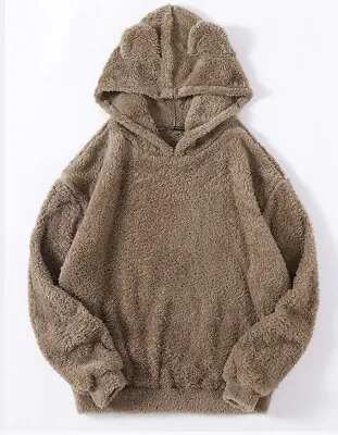 Buy Mens Teddy Bear Hooded Sweatshirt Winter Warm Fluffy Fleece Long Sleeve Hoodies • 26.70£