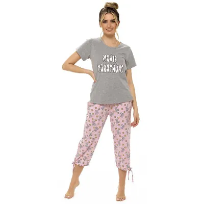 Buy Ladies Womens Pyjamas Set Cotton Short Sleeve Grey • 8.99£
