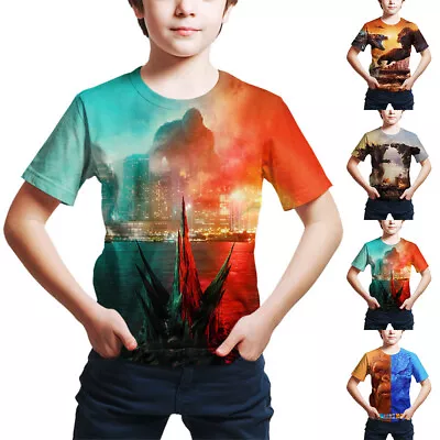 Buy Kids Boys 3D Godzilla VS Kong Casual Short Sleeve T-Shirt Tee Summer Tops Gifts • 8.74£