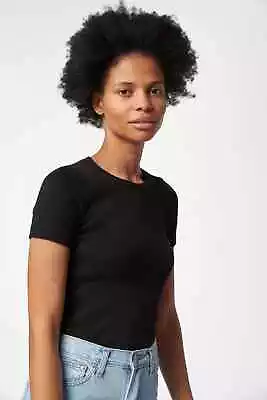 Buy ARNSDORF Organic Fitted Rib Tee Black Tshirt Top Short Sleeve T Shirt Ribbed S • 62.67£