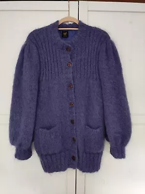 Buy Vintage 80's Style Purple Mohair Oversized Cardigan Pockets  One Size (UK14) VGC • 39.99£