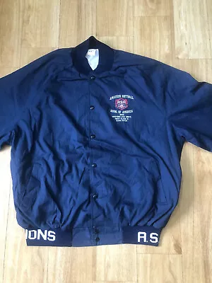 Buy Vintage American Fit Jacket Navy Varsity Style USA XXL Good Used Condition • 18.43£