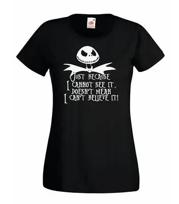 Buy Ladies Black Jack Skellington I Can't Believe It Nightmare Christmas T-Shirt • 11.01£