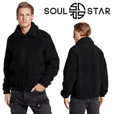 Buy Brave Soul Men's Black Fleece Jacket S To XL Full Zip Workwear Jackets For Men • 19.99£