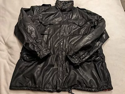 Buy French Connection Fcuk Mens Jacket Leather Look Cotton Faux Xl 25 P2p Black Hood • 39.99£