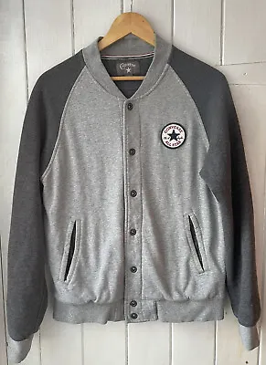 Buy CONVERSE Varsity Jacket Grey Mens Small Retro Style Bomber Jacket Snap Closure • 13.99£