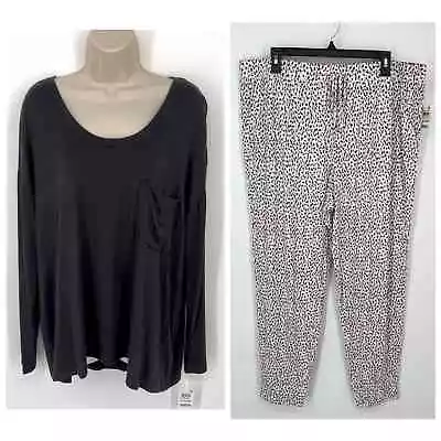Buy Alfani NEW Womens 2 Pc PJ Set Sleepwear Shirt & Pants Sz XL Classic Black Dots • 40.15£
