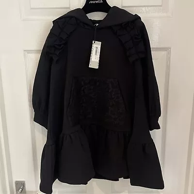 Buy Simonetta Lace Panelled Hooded Smock Dress In Black RRP £116 • 10£