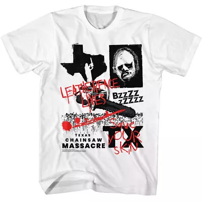 Buy Texas Chainsaw Massacre Leatherface Lives Save Your Skin BZZZZ Men's T Shirt • 47.02£